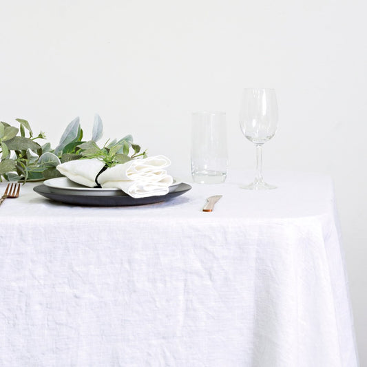 100% Linen Table Cloth 150 x 260cm White