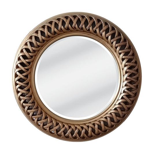 Lattice Frame Gold Round Mirror
