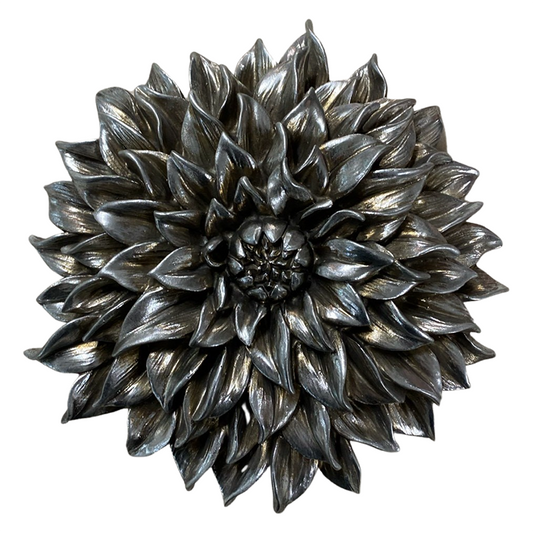 Resin Flower Wall Deco Antique Silver