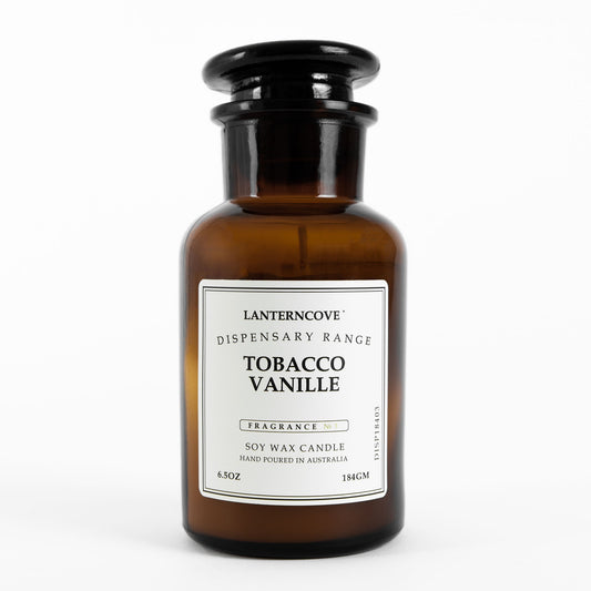 Lanterncove Dispensary – 6.5oz Soy Wax Candle – Tobacco + Vanilla