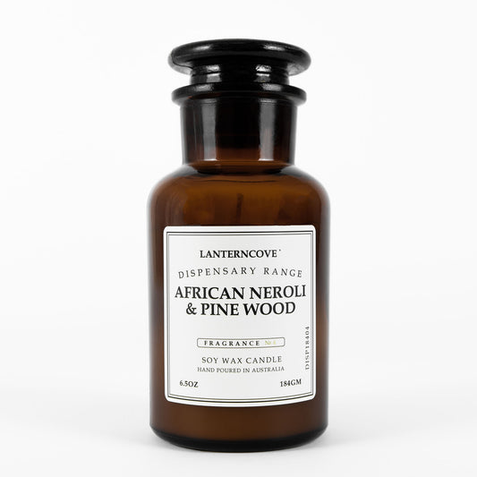 Lanterncove Dispensary – 6.5oz Soy Wax Candle – African Neroli & Pine Wood