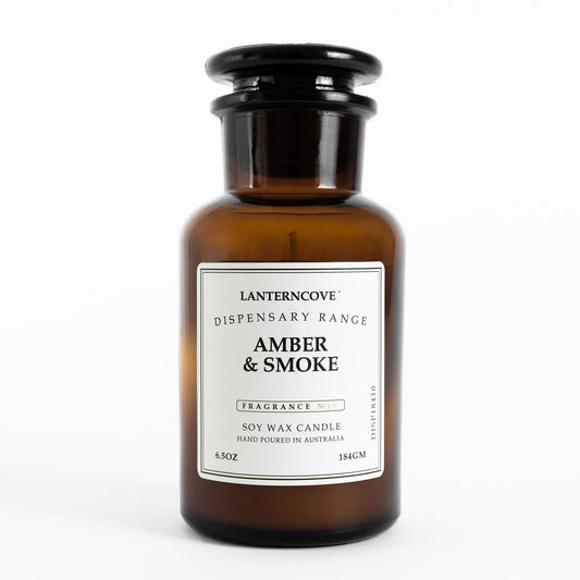 Lanterncove Dispensary – 6.5oz Soy Wax Candle – Amber & Smoke