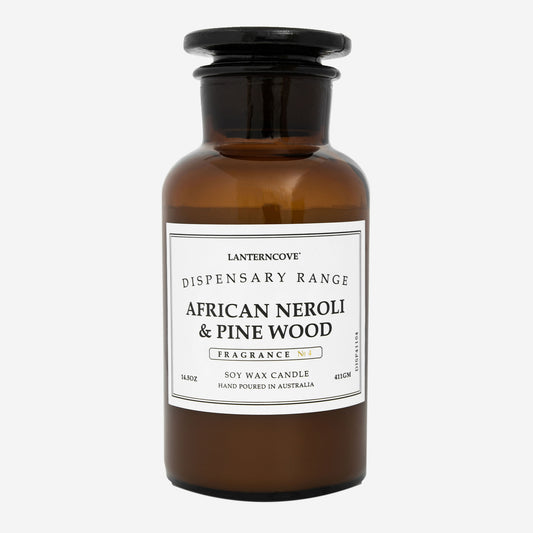 Lanterncove Dispensary – 14.5 oz Soy Wax Candle – African Neroli & Pine Wood