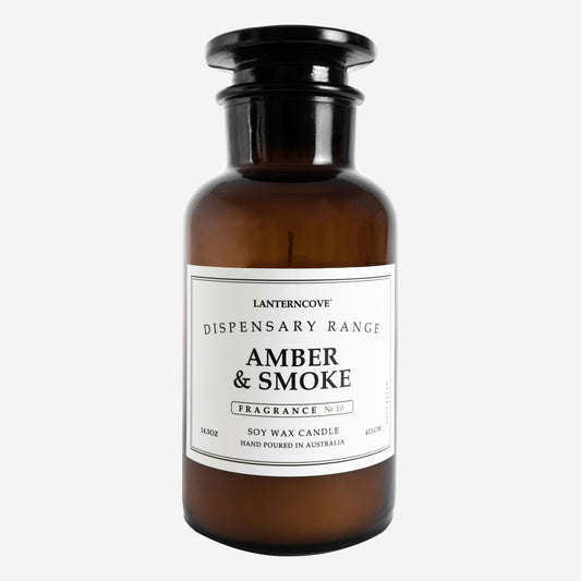 Lanterncove Dispensary – 14.5 oz Soy Wax Candle – Amber & Smoke