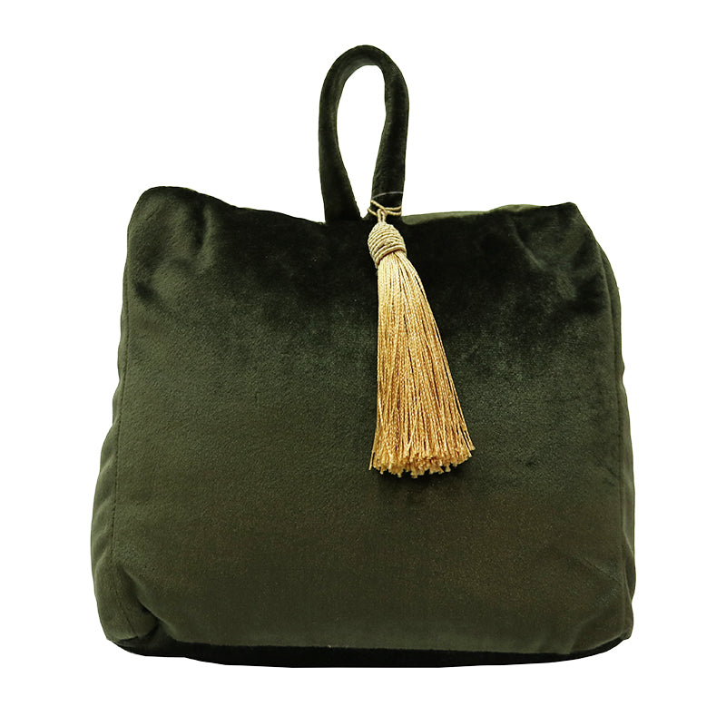 Green Velvet Doorstop