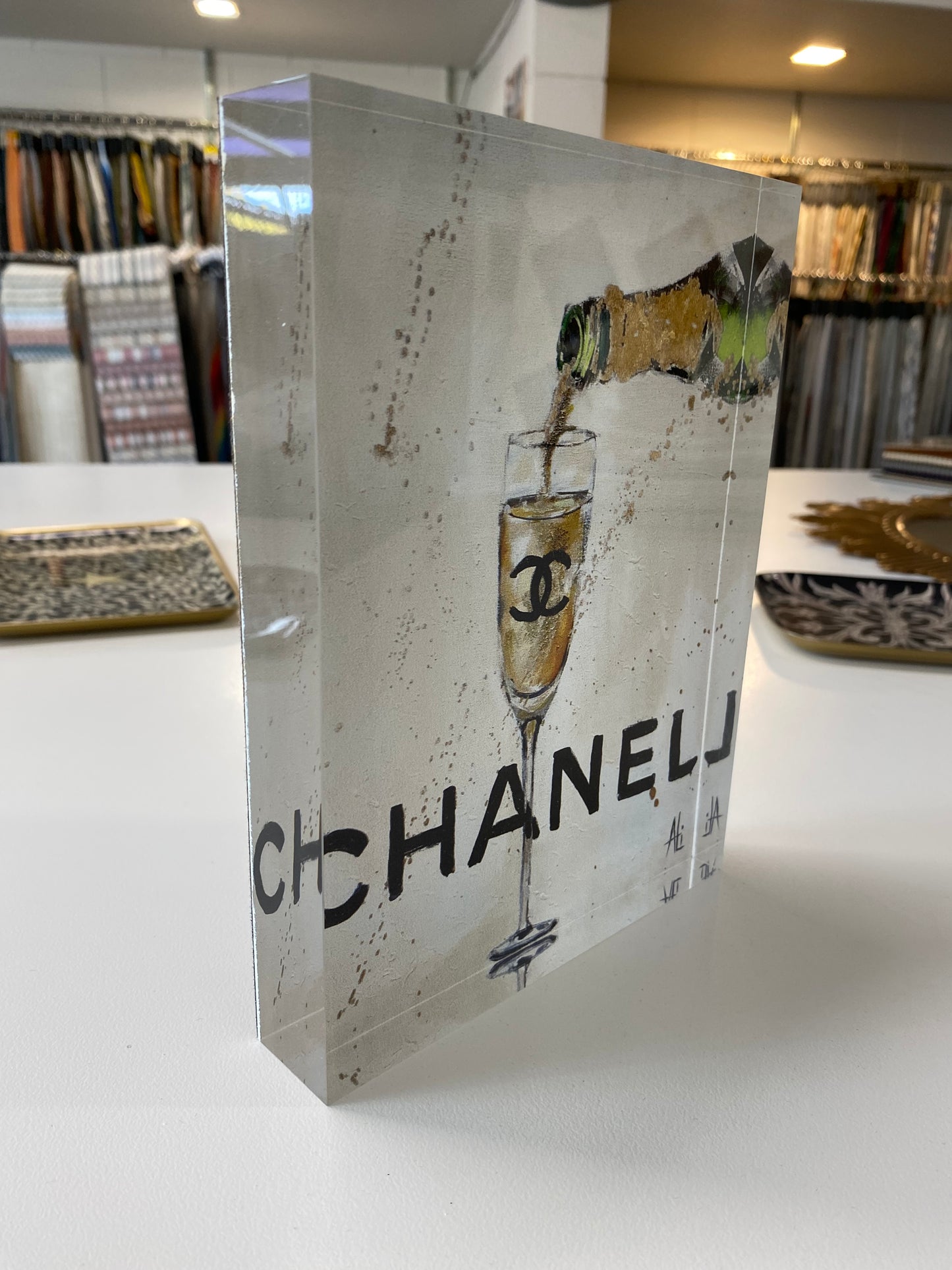 Champagne Chanel Acrylic Art Block