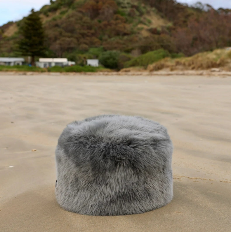 Small Classic Sheepskin Ottoman Grey