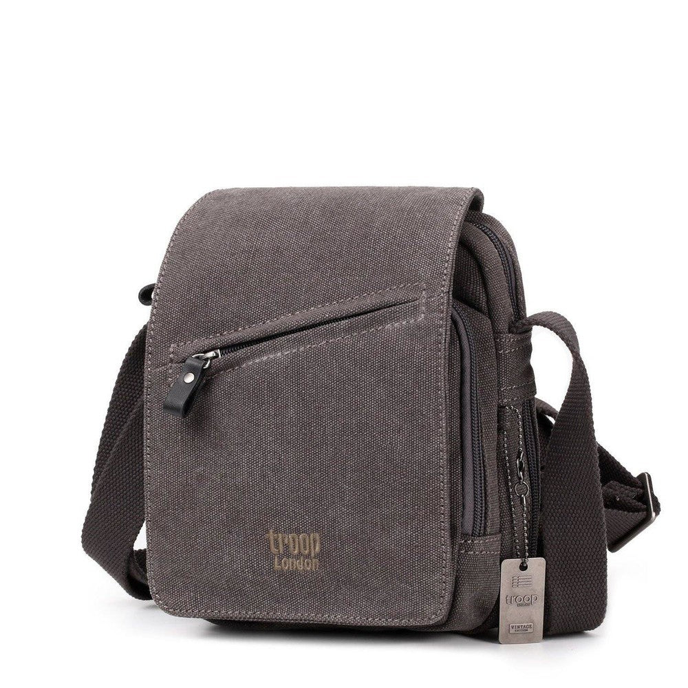 Classic Small Zip Front Cross Body Bag - Charcoal