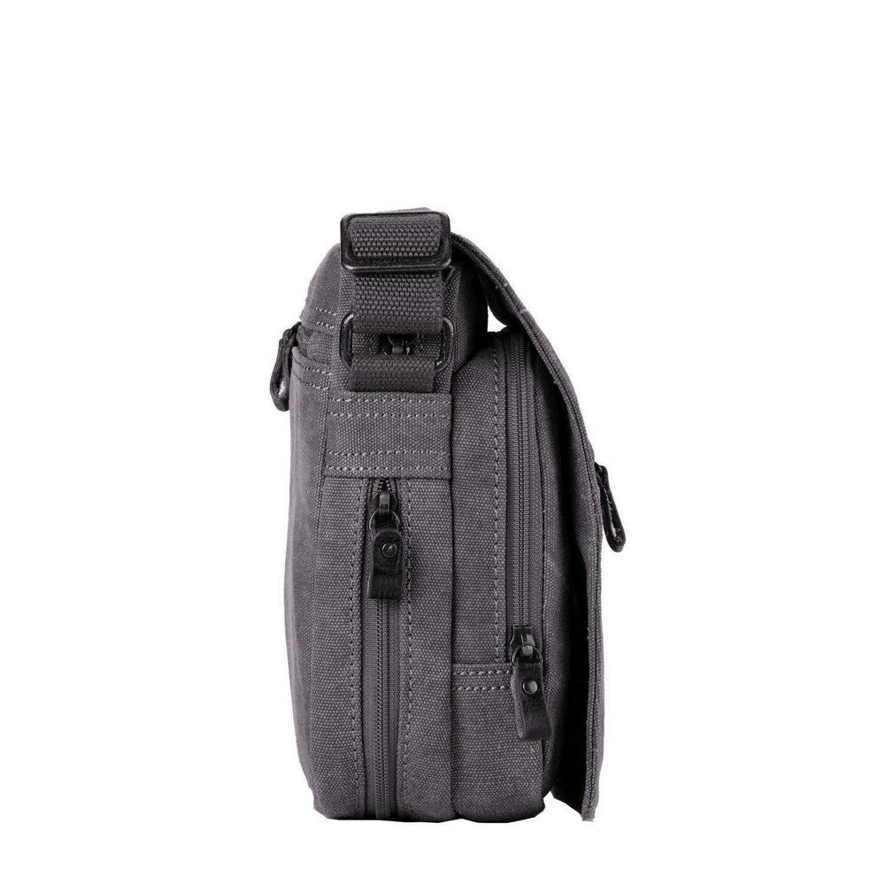 Classic Small Zip Front Cross Body Bag - Charcoal