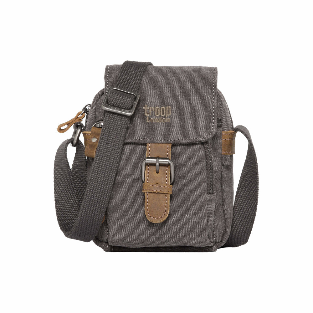 Troop Classic Small Flap Front Cross Body Bag - Charcoal