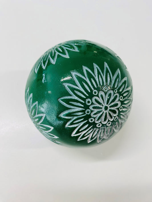Green with white flower Decorative Ball