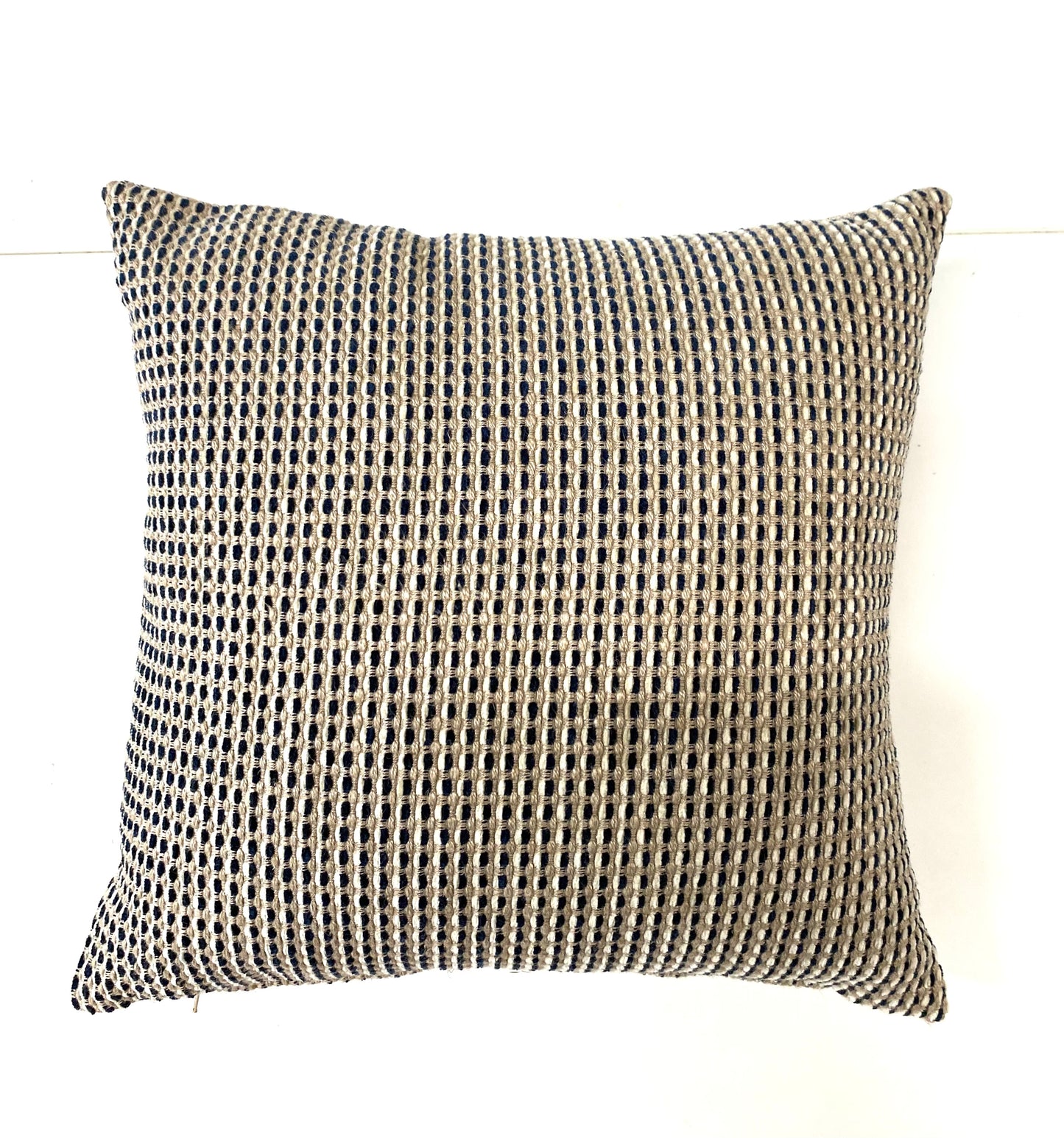 Navy, pink and beige spots cushion