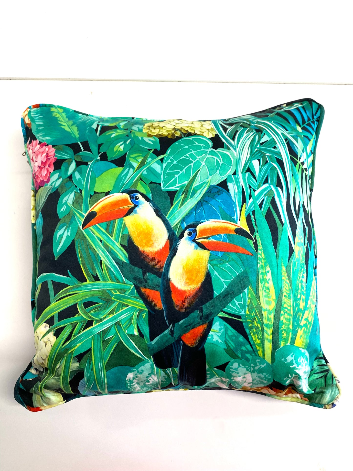 Tropical velvet back cushion