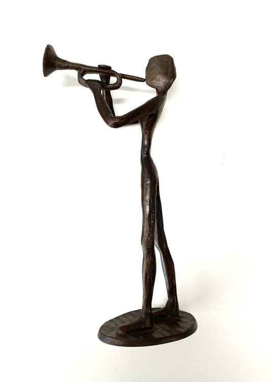Copper Bronze Abstract Trumpet Player Statue