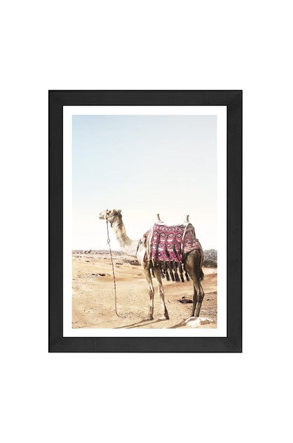 PapierHQ Curious Camel A4 black framed print