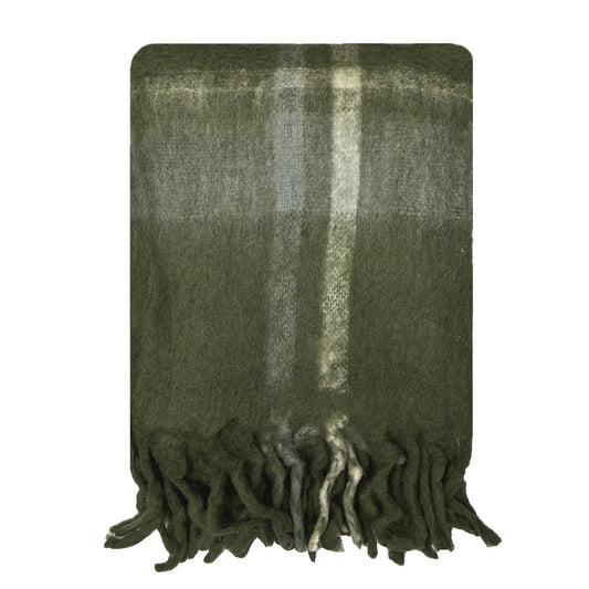 Bliss Wool Mohair Blend grid Throw Green