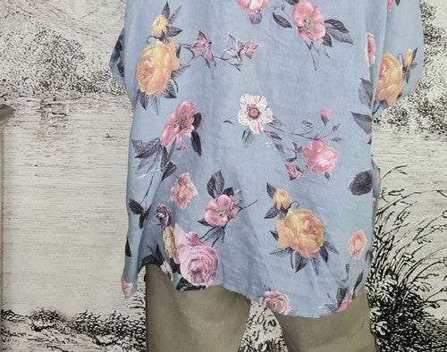 Petrol Ice Rose Pocket top