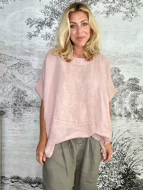 Pink Plain Double Tie Top