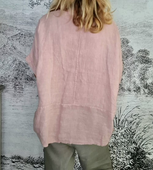 Pink Plain Double Tie Top