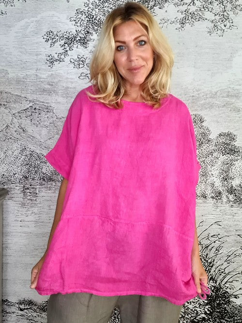Hot Pink Plain Double Tie Top