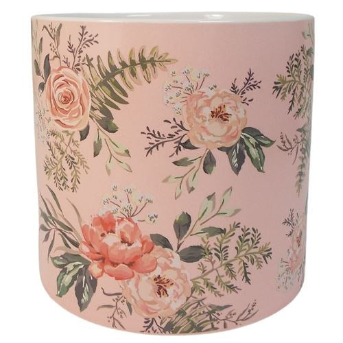 Cement Pot – Pink Floral 16x16x15cm