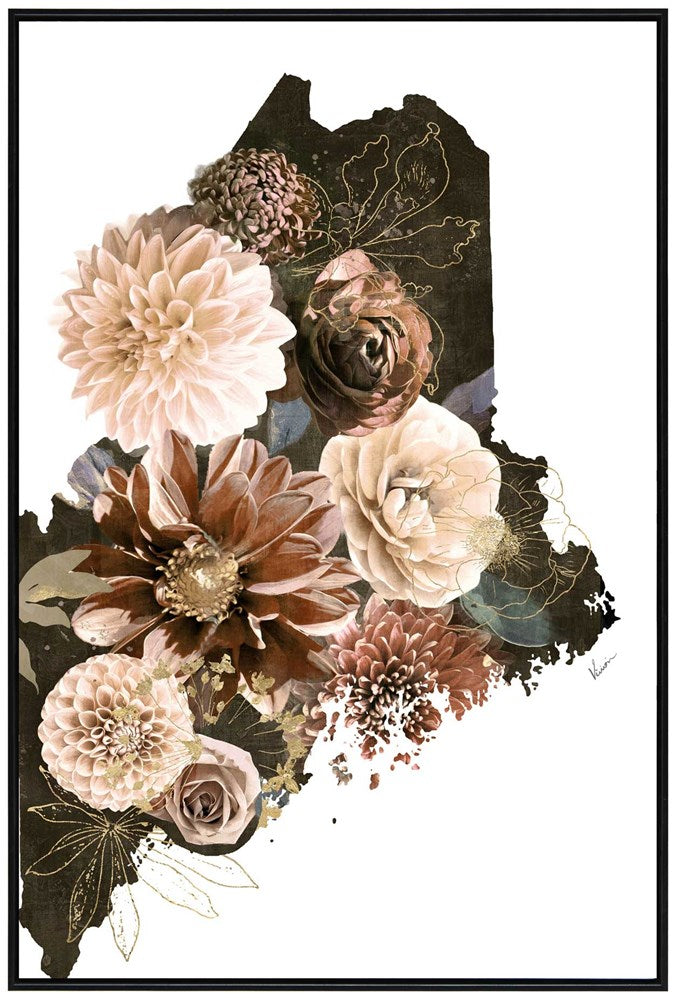 Bouquet Ochre Canvas with black frame