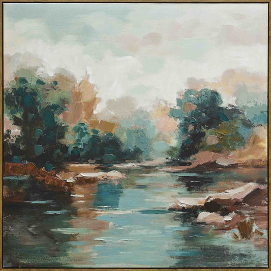 Serene Spring Canvas Brown Frame 100X100cm
