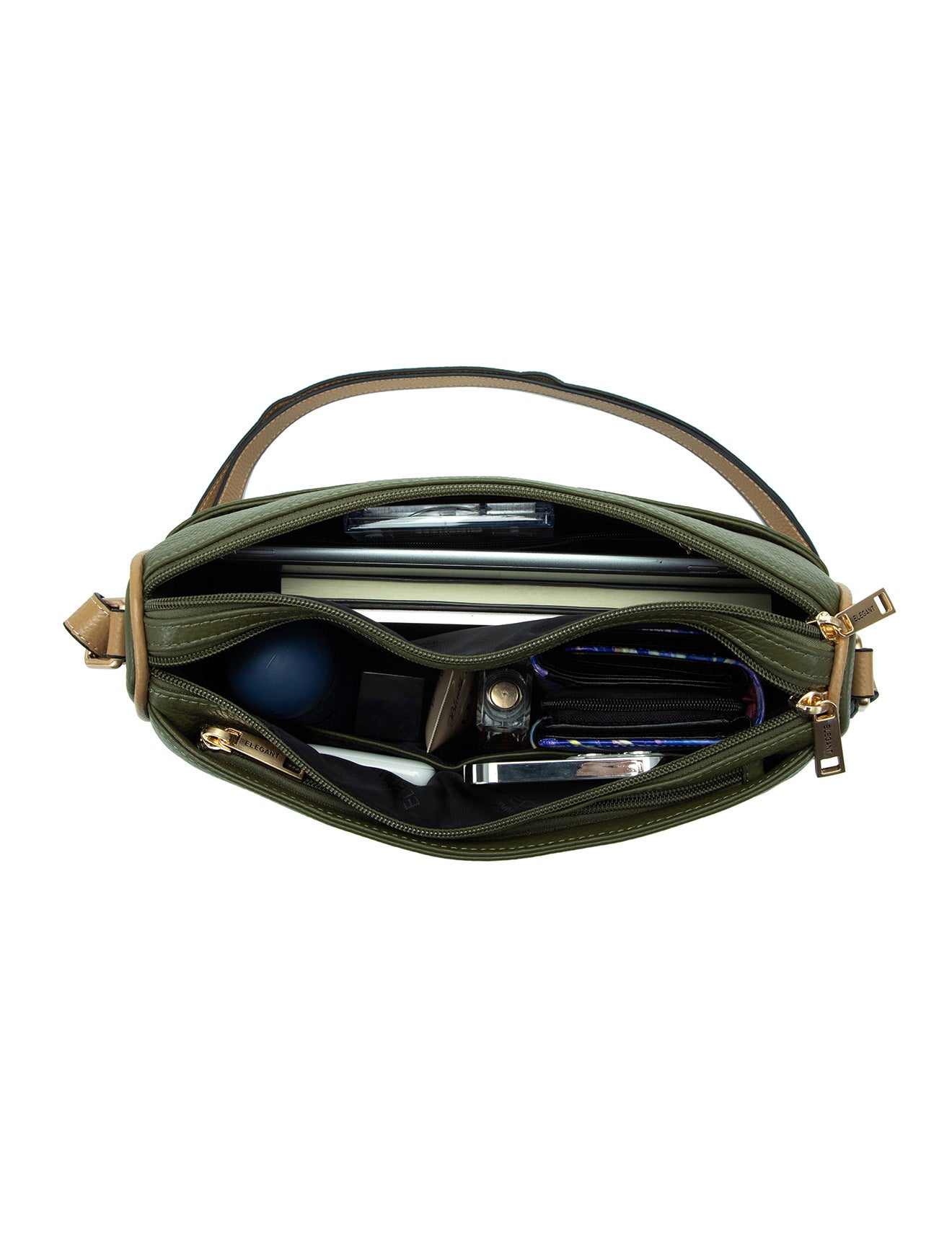 Elegant Katrina Multi Compartment Leather Xbody bag