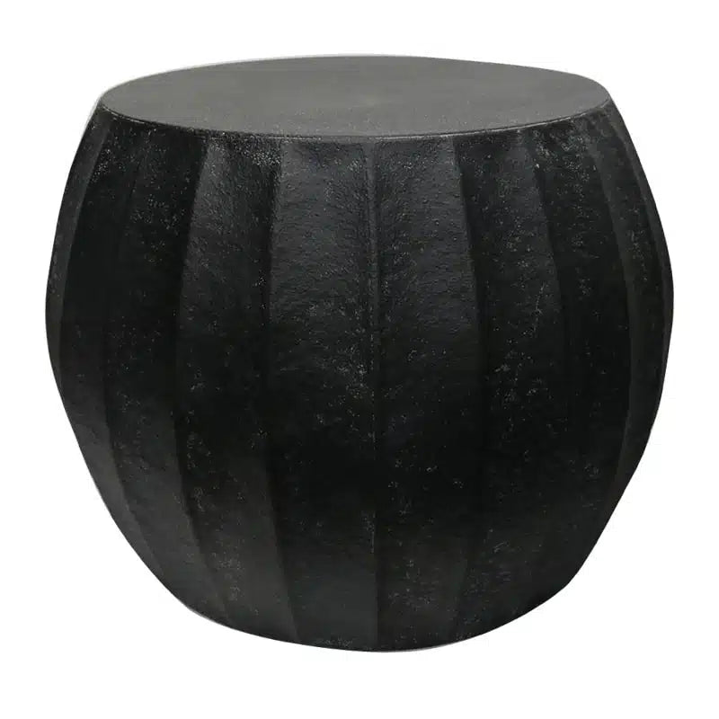 Fluted Metal Side Table – Aged Black (57cm)