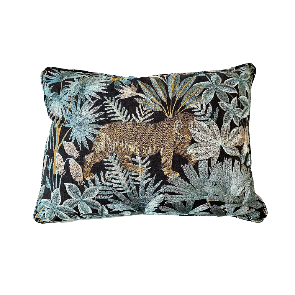 Rajah Canopy tiger embroidered cushion