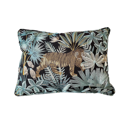 Rajah Canopy tiger embroidered cushion