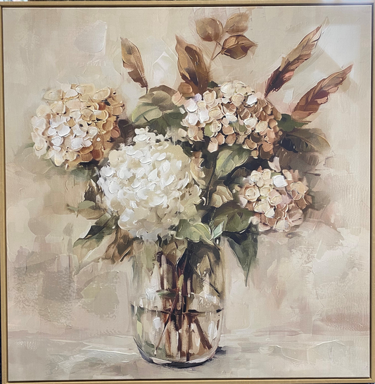 Boho Bouquet Natural Framed Canvas Wall Art 80X80cm