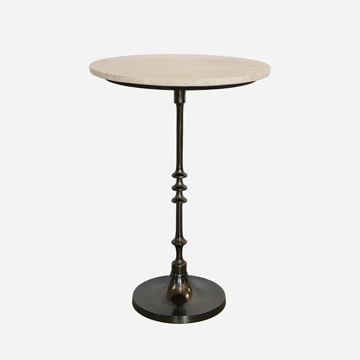 Toledo Marble & Iron Pedestal Occasional Table – Black Base