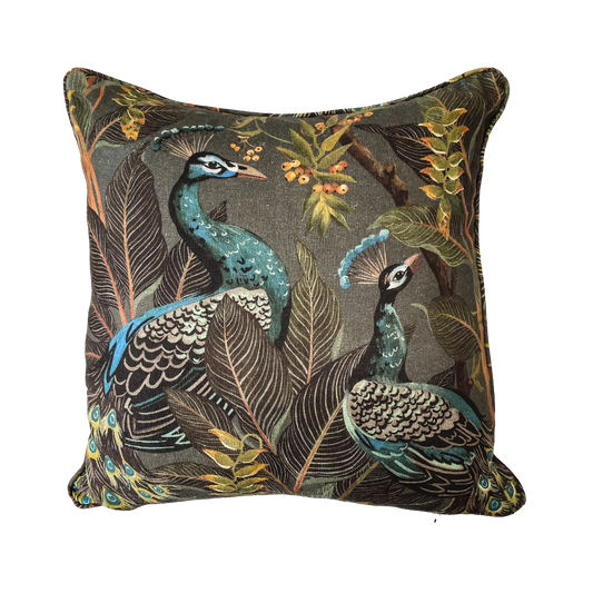 Royal Peacock Linen Cushion