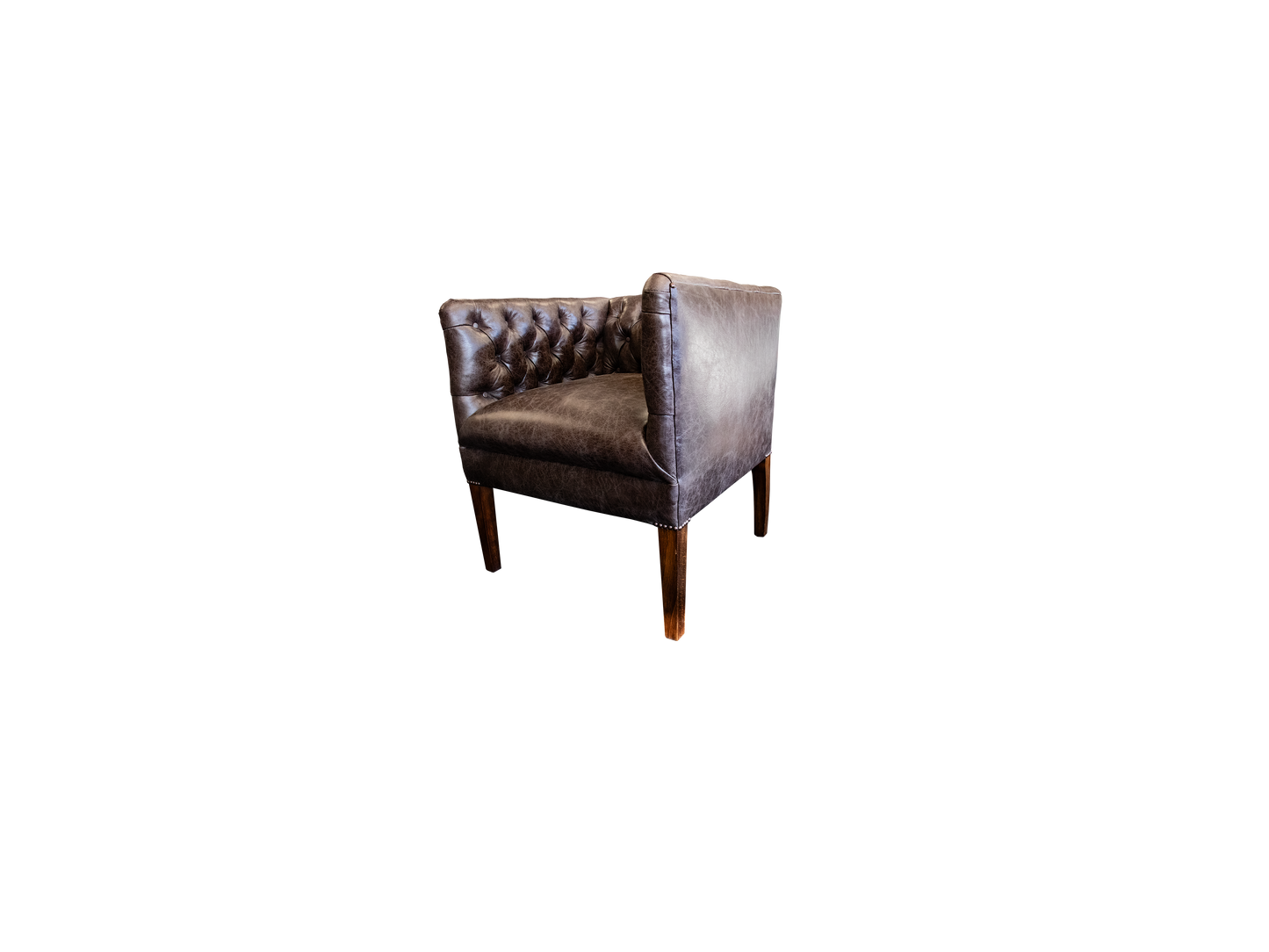 Deep Buttoned Leather Square Tub Chair
