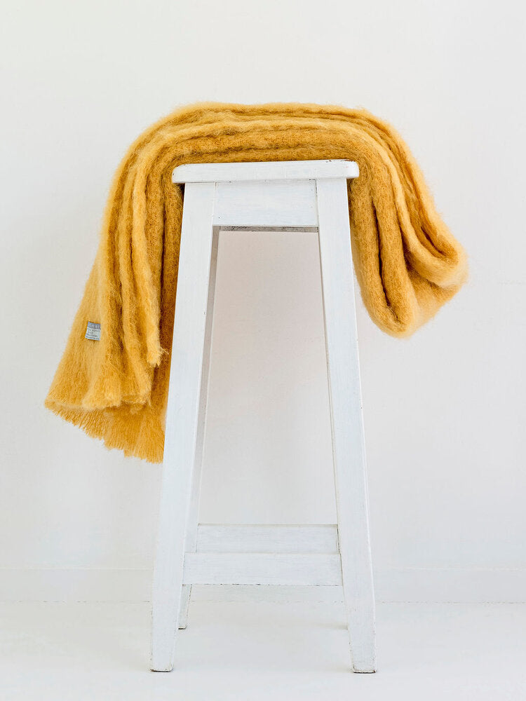 Masterweave Mohair Throw Blanket - Ochre