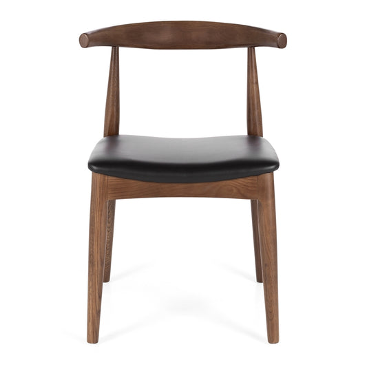 Elbow Chair Deep Oak Black PU Seat